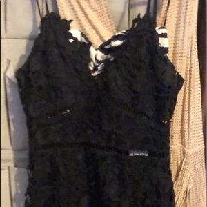 Spaghetti strap black lace dress